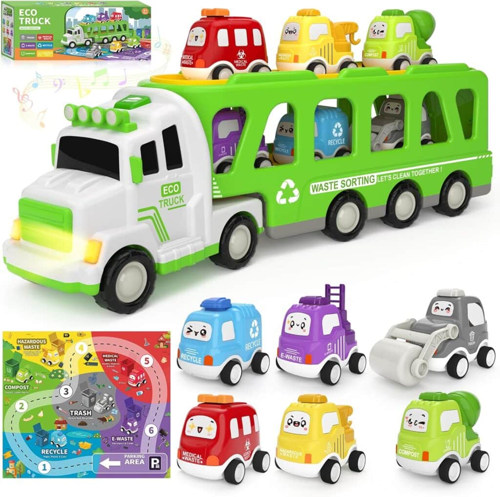 A group of toys on a white background.