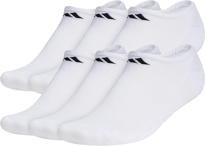 Six pairs of white no-show athletic socks with a small black logo near the top edge, arranged in two rows on a plain white background—perfect for grabbing during Thursday Deals.