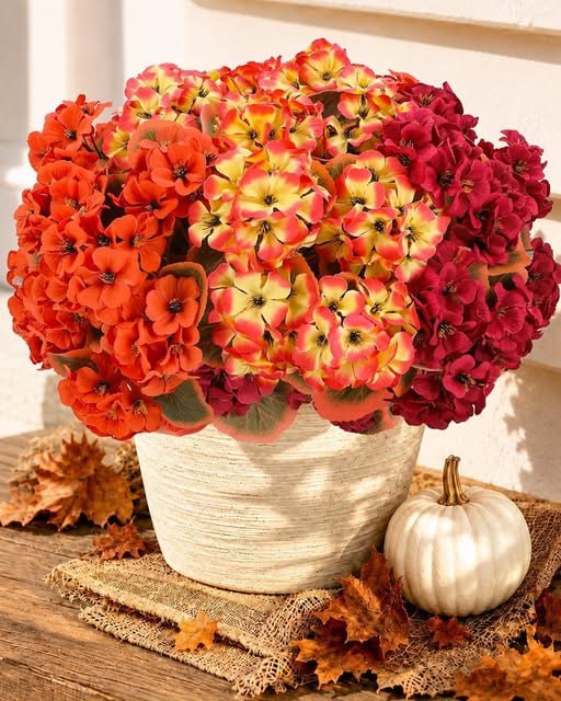 Bundle of artificial fall flowers in warm autumn colors for seasonal decorating, featured in our Monday Deals.