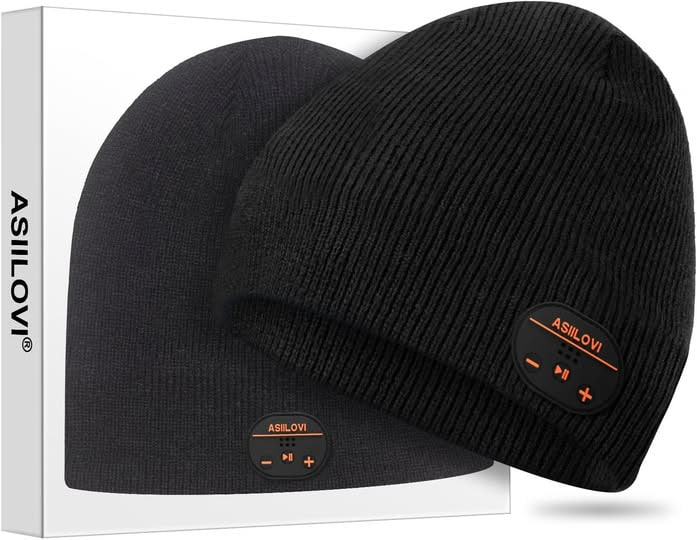 A knit Bluetooth beanie hat with built-in wireless headphones for chilly days, featured in our Tuesday Deals.