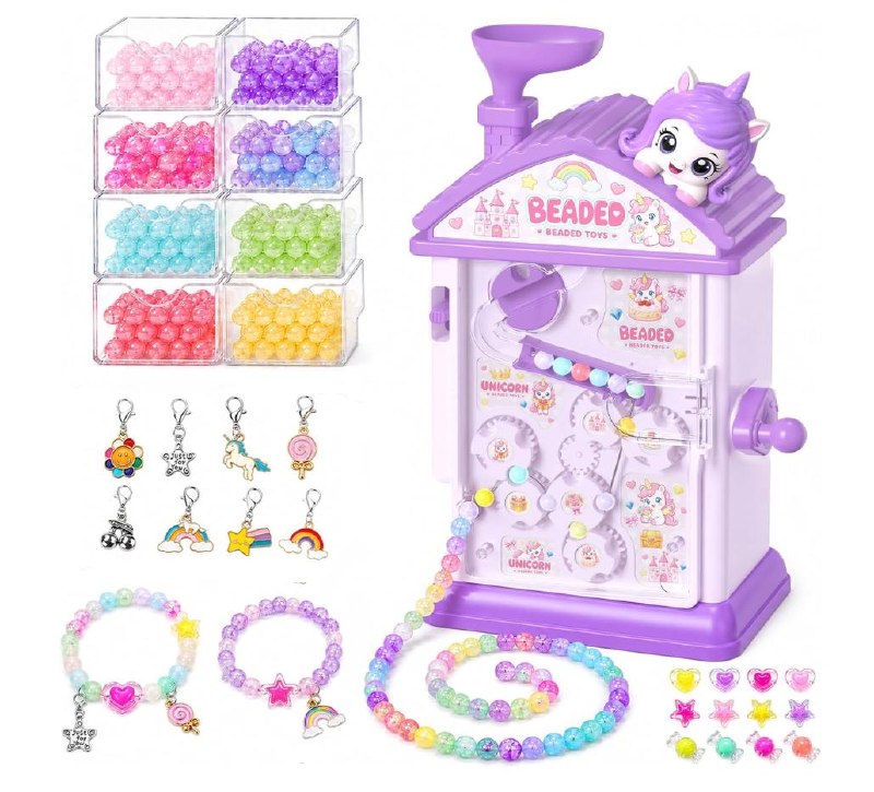 A bracelet making kit with colorful beads, charms and string for kids, featured in our Tuesday Deals.
