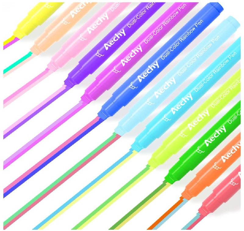 A set of dual tip two color highlighter pens for school and planners, featured in our Monday Deals.