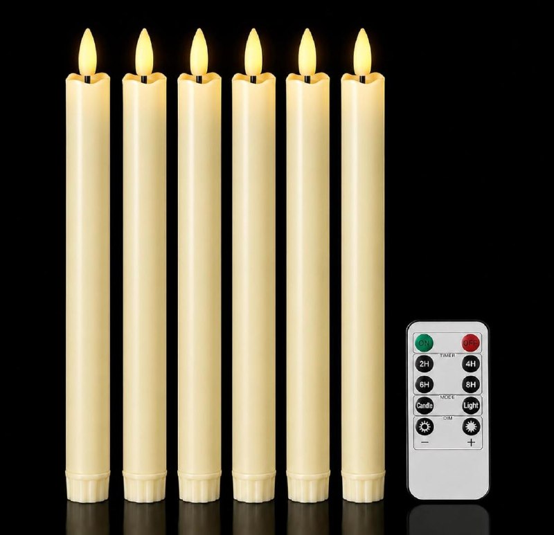 A set of flameless LED taper candles with a remote control, perfect for fall tablescapes and mantels, featured in our Thursday Deals.