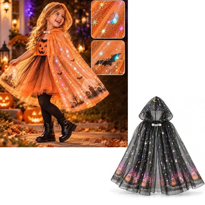 A girls hooded cape perfect for dress-up and Halloween, featured in our Wednesday Deals.