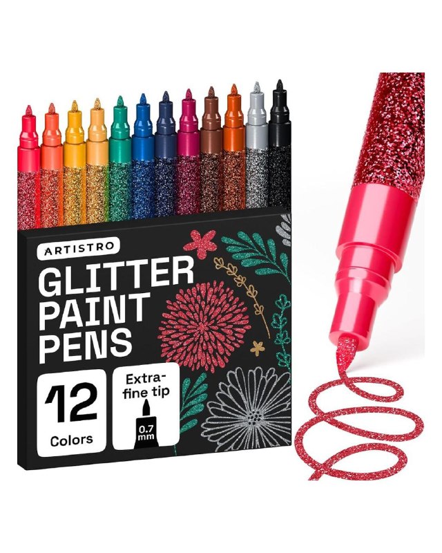 Set of colorful glitter paint pens for crafts and card making, featured in our Monday Deals.