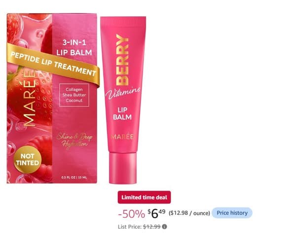 A tube of Maree 3 in 1 hydrating lip balm, featured in our Friday Deals.