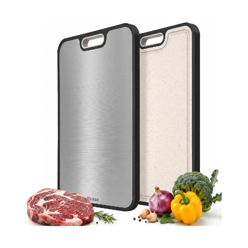 A non-toxic titanium cutting board on a kitchen counter, featured in our Wednesday Deals.