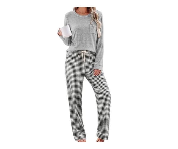 A soft two-piece pajama set with long sleeves and matching pants, featured in our Tuesday Deals.