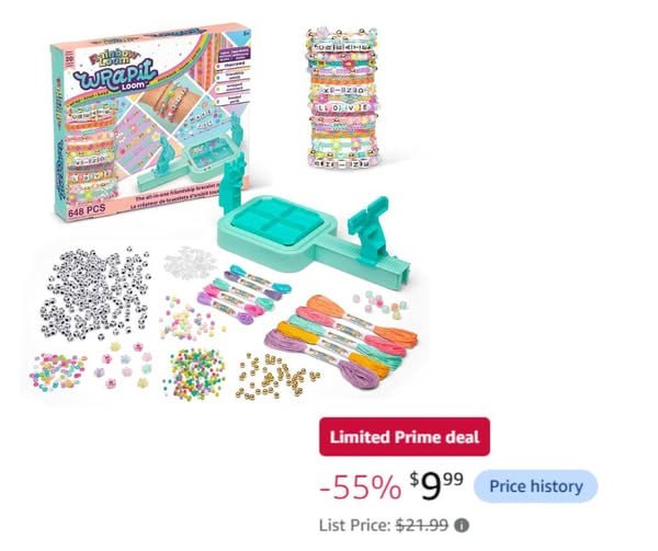 Rainbow Loom Wrap It bracelet maker kit with colorful rubber bands for kids, featured in our Monday Deals.