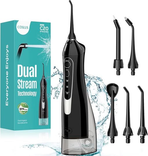 A cordless water dental flosser with a slim handle and multiple jet tips—an easy way to level up your oral care routine, part of today's Thursday Deals.
