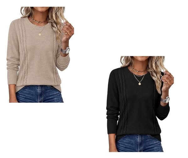 A cozy knit women's fall sweater in a warm autumn shade, featured in our Tuesday Deals.