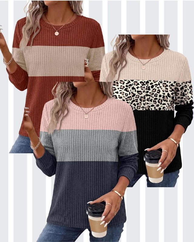A soft women's waffle knit long sleeve top for everyday fall wear, featured in our Monday Deals.