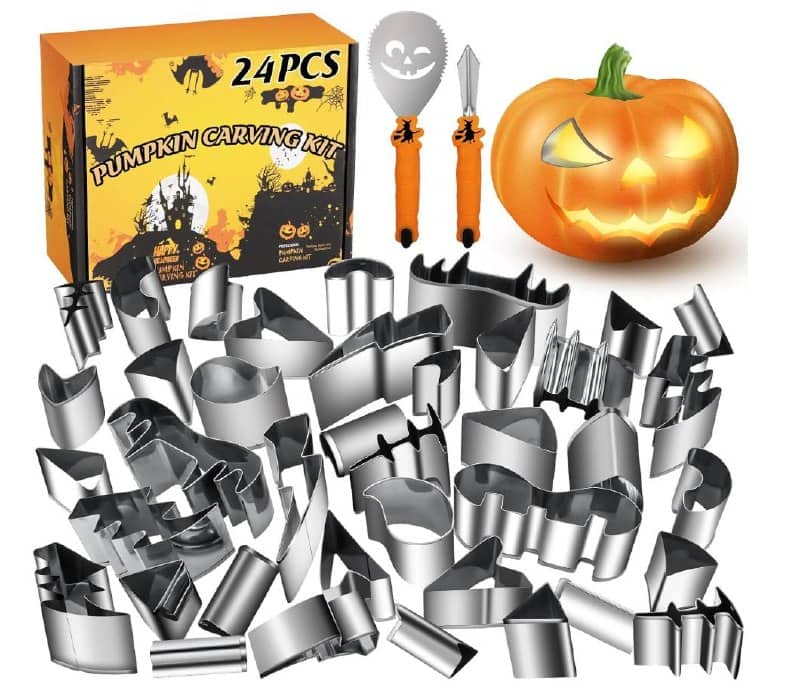 A 24-piece pumpkin carving tool kit for making Halloween jack-o'-lanterns, featured in our Tuesday Deals.