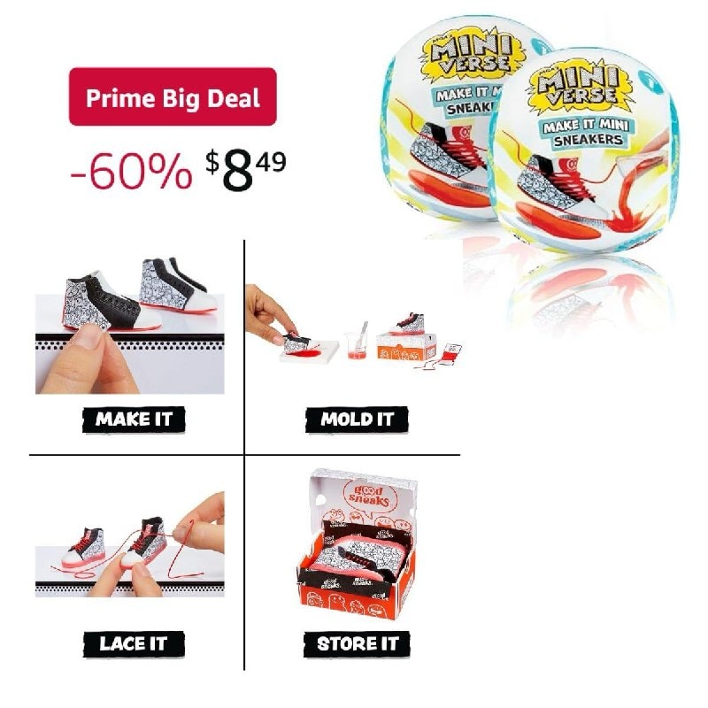 Two Miniverse Make It Mini sneaker craft kits for kids, featured in our Thursday Deals.