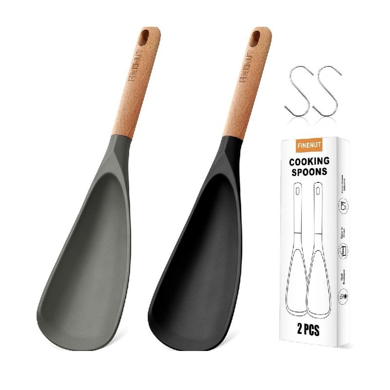 Two-pack of heat-resistant silicone spatula spoons for cooking and baking, featured in our Friday Deals.