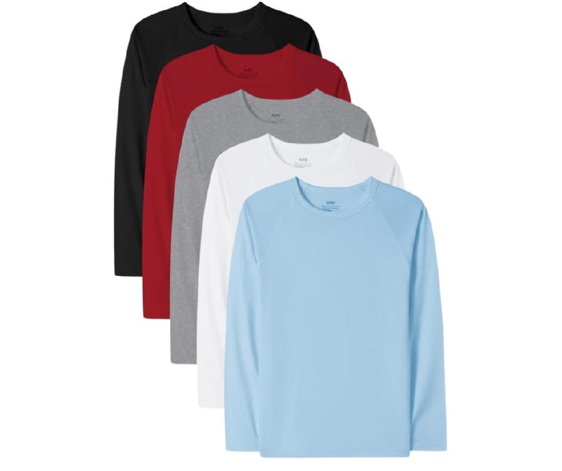A five-pack of kids' long sleeve shirts in assorted colors for school and play, featured in our Friday Deals.