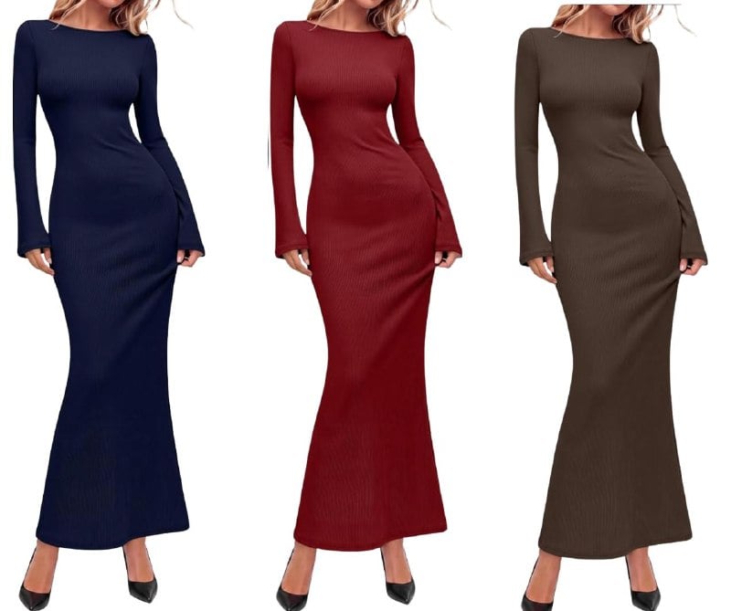 A women's fitted bodycon maxi dress, featured in our Friday Deals.