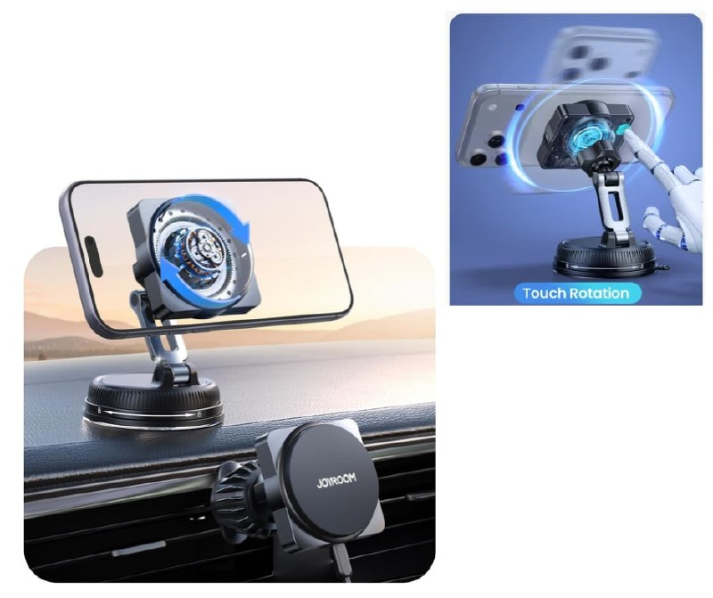 A car phone mount with built-in wireless charger clipped to a dashboard, featured in our Thursday Deals.
