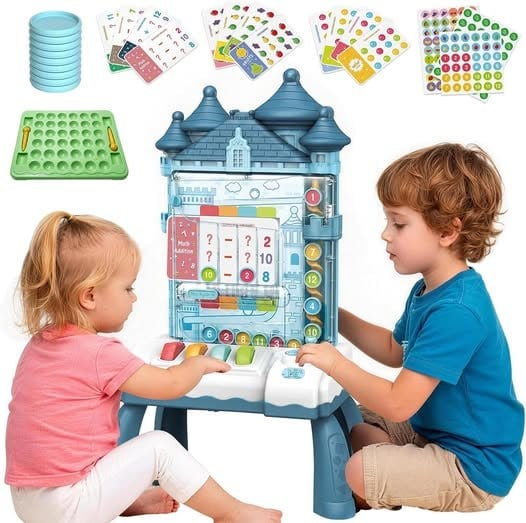 A wooden castle coin drop Montessori toy for toddlers, featured in our Wednesday Deals.