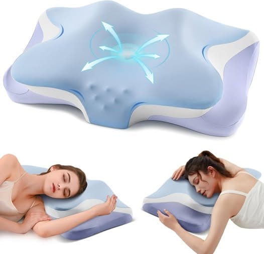 A contoured cervical pillow designed for neck support and pain relief, featured in our Friday Deals.