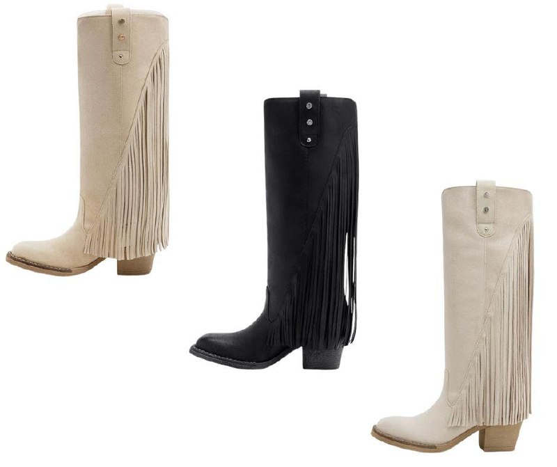Pair of western-style cowgirl boots with fringe tassel detailing for fall outfits, featured in our Friday Deals.