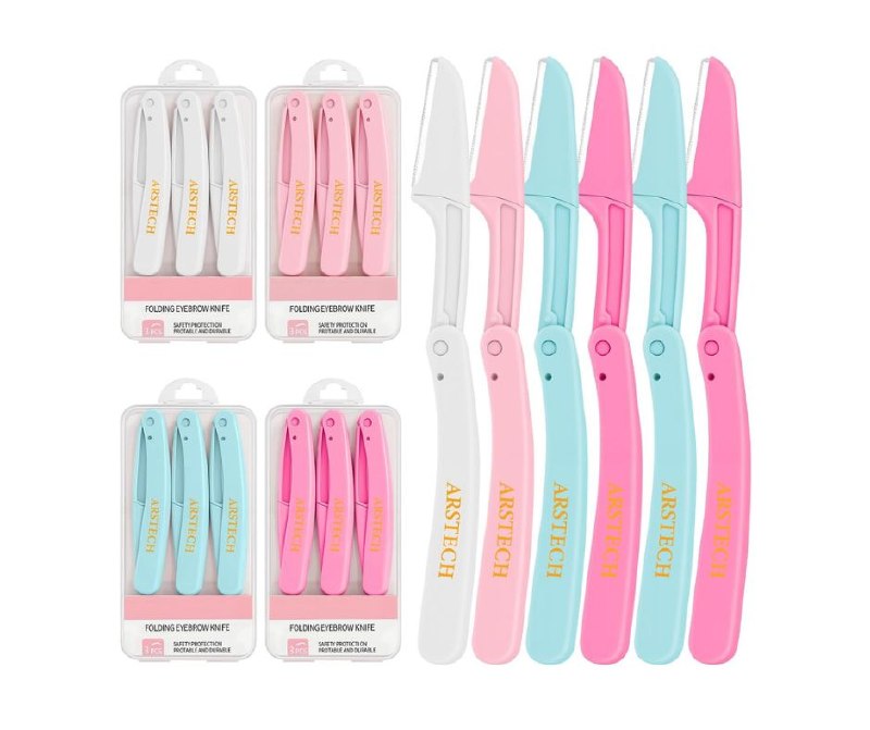 Set of dermaplane facial razors with precision blades and pastel handles featured in our Tuesday Deals.