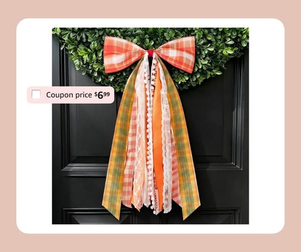 A large fall-colored ribbon bow for wreaths and front-door decor, featured in our Thursday Deals.