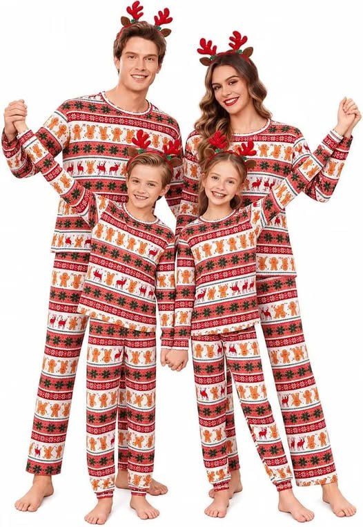 Matching family holiday pajama sets for adults and kids, featured in our Tuesday Deals.