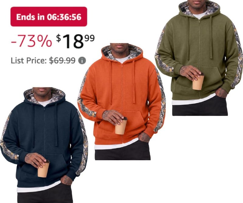 A cozy fleece zip-up hoodie for fall layering, featured in our Thursday Deals.