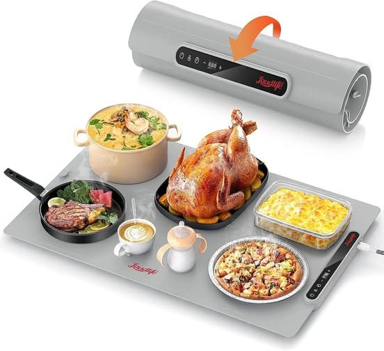 A foldable electric heated warming mat for keeping feet and legs toasty while you work or relax, featured in our Monday Deals.