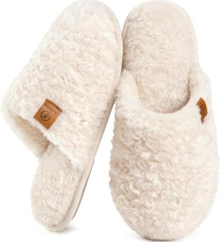 A pair of soft, fuzzy plush slippers for cozy days at home, featured in our Thursday Deals.