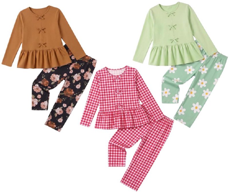 A girls' two-piece matching top and pants set, featured in our Thursday Deals.