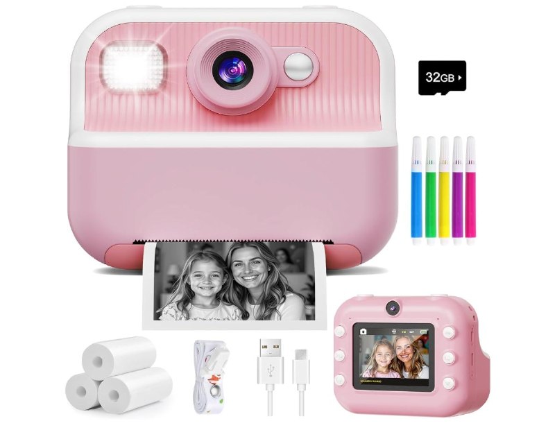 A compact instant print camera that prints photos right after you snap them, featured in our Tuesday Deals.