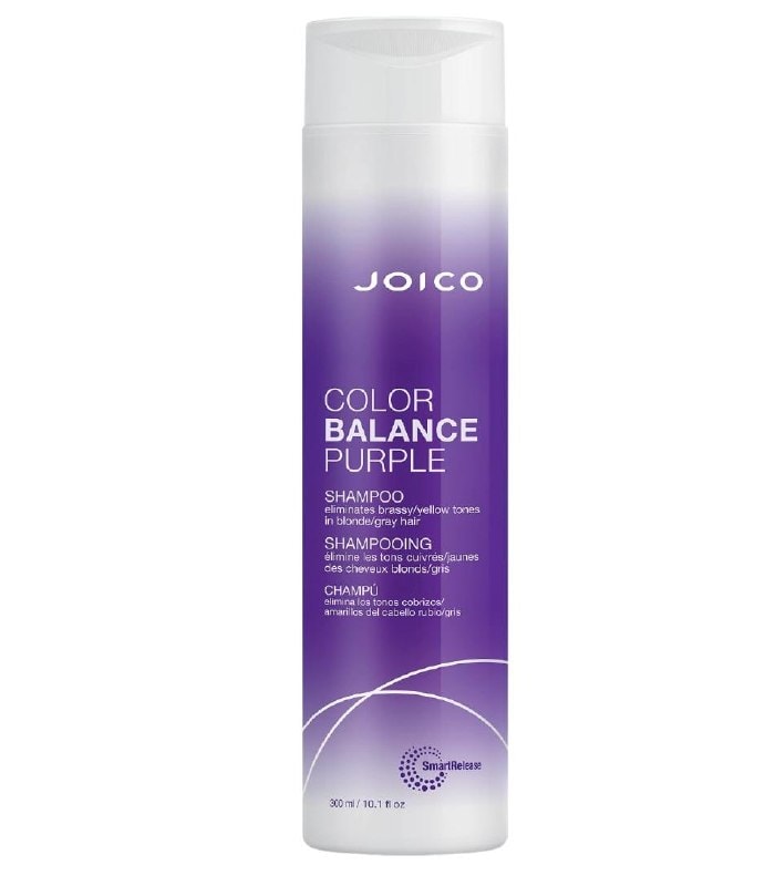 A bottle of Joico Color Balance purple shampoo for blonde and gray hair, featured in our Thursday Deals.
