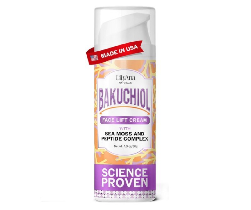A jar of LilyAna Naturals Bakuchiol face lift cream, a plant-based retinol alternative moisturizer, featured in our Monday Deals.