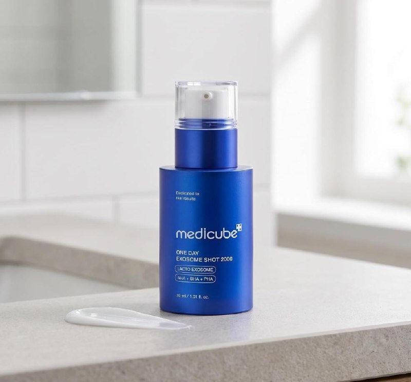 A bottle of Medicube Exosome Shot skin-renewing serum, featured in our Thursday Deals.