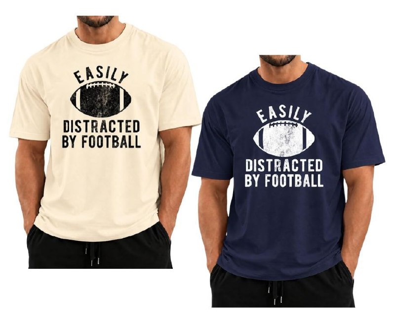 A men's short sleeve t-shirt with a football graphic print on the front, featured in our Monday Deals.