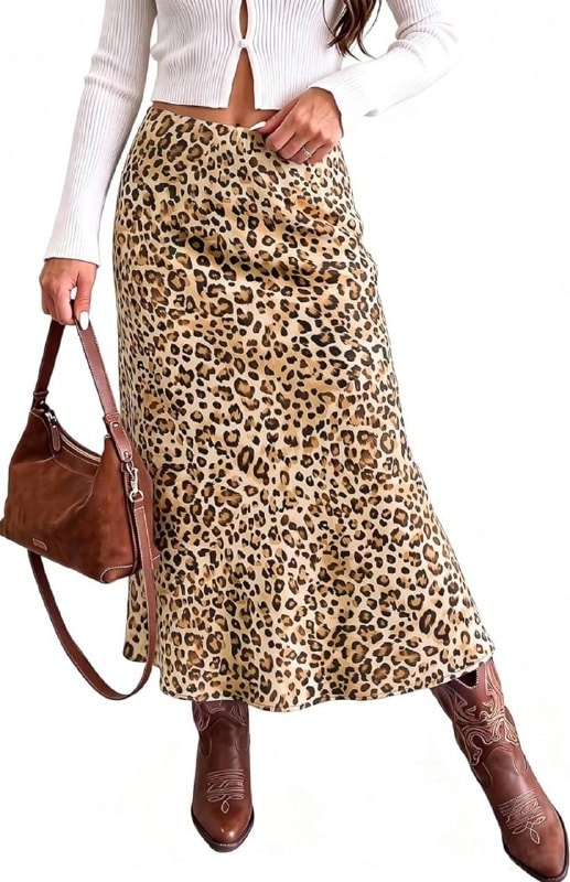 A flowy satin midi skirt in a glossy finish, featured in our Wednesday Deals.