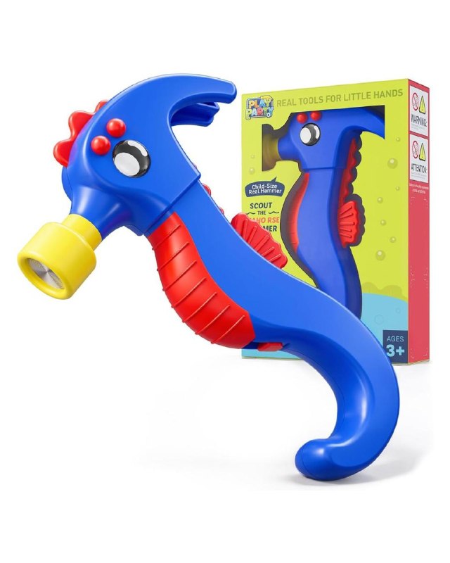 A colorful plastic seahorse-shaped toy hammer with lights and sounds made for toddlers and young kids, featured in our Wednesday Deals.
