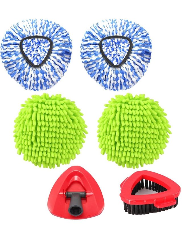 A six pack of round microfiber spin mop head replacement pads stacked together, featured in our Wednesday Deals.