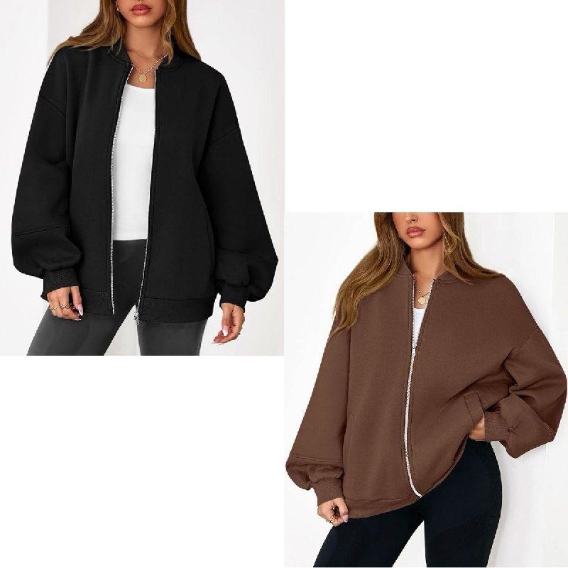 A women's full zip jacket with a stand collar and side pockets, perfect for cool fall days featured in our Wednesday Deals.