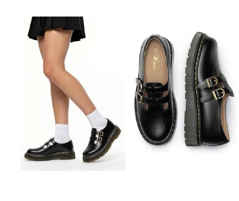 A pair of women's Mary Jane platform flats with a buckle strap and chunky sole featured in our Monday Deals.