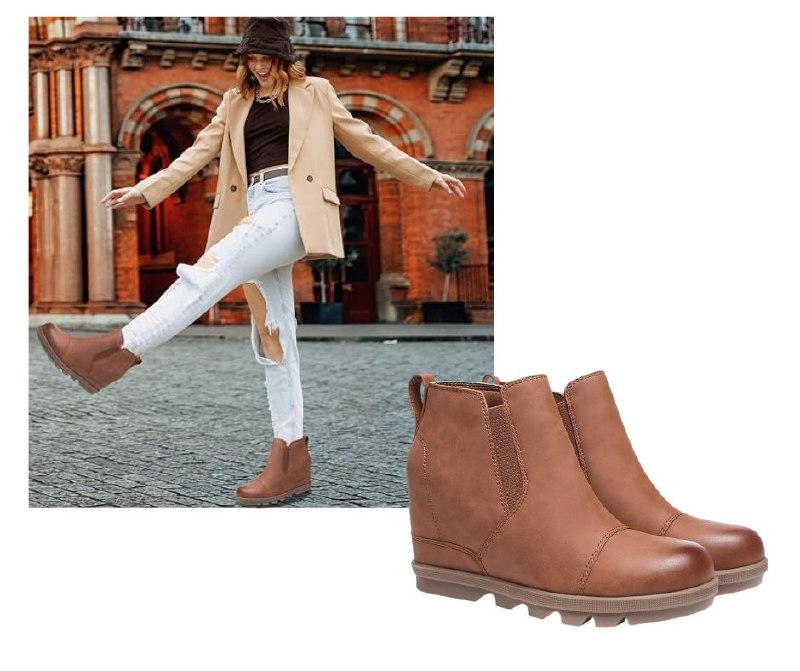 Pair of women's wedge ankle boots in a neutral fall color featured in our Tuesday Deals.