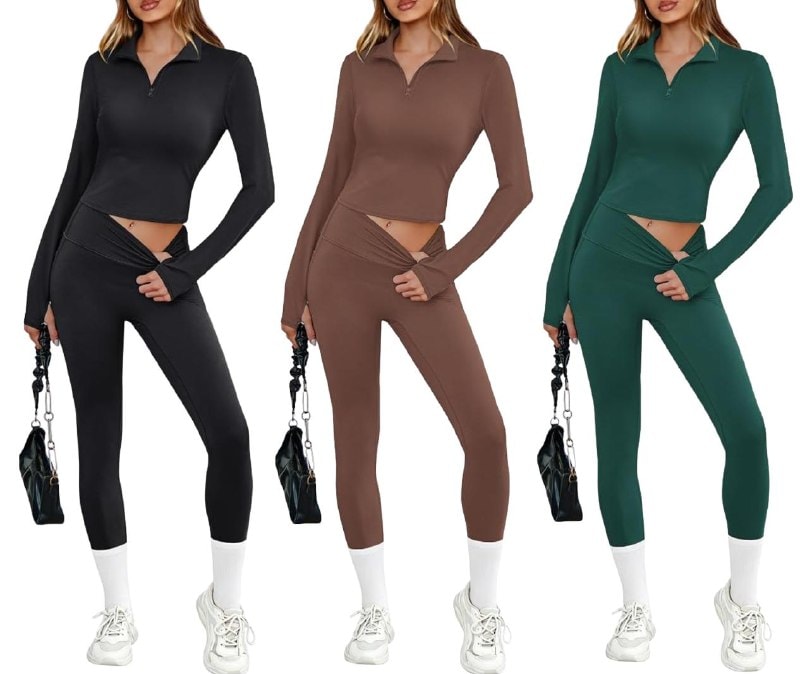 Women's two-piece workout set with sports bra and matching leggings, featured in our Friday Deals.
