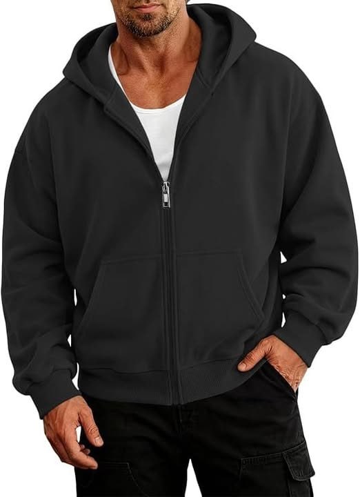 Soft, cozy zip-up hoodie with a relaxed fit, perfect for layering on cool fall days, featured in our Friday Deals.